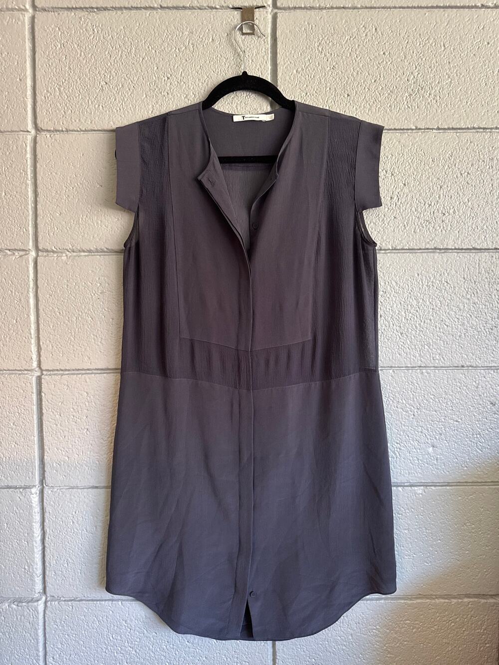 T by Alexander Wang Sheer Navy Blue Capsleeve Tunic Top size S